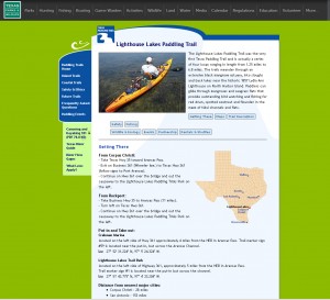 TPWD Lighthouse Lakes Paddling Trail Webpage